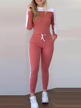 Moda Pantaloni Seturi pentru Femei Maneca Lunga Streetwear Casual Două Piese Tie Dye Sportiv O de Gât 2023 Nou Toamna Iarna Pantaloni Seturi