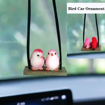 Mini Drăguț Leagăn Păsări Auto Interior Ornament De Desene Animate Model Animal Decor Auto Oglinda Retrovizoare Agățat Pandantiv Accesorii Cadouri