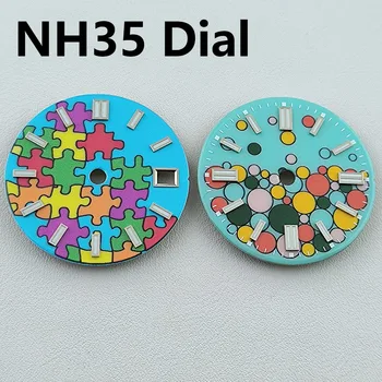 NH35 dial cadran de Ceas S cadran Albastru/verde Luminos dial Potrivit pentru NH35 NH36 mișcare accesorii ceas