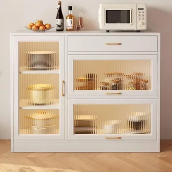 Minimalist Modern, podea camera de zi, cabinet de stocare ușă de sticlă integrată dulap de bucătărie pentru oală placa fel de mâncare bar bufet