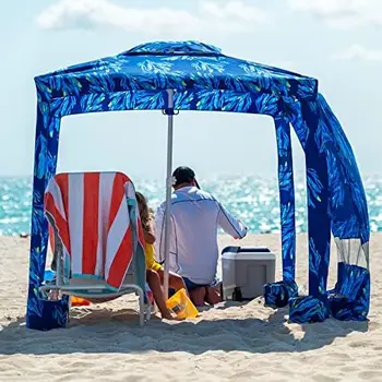 Cabana, 6.2'×6.2 Plajă , Ușor de configurat și să Ia în Jos, Rece Cabana Cort Plaja cu Nisip Buzunare, Instant Adăpost de Soare cu