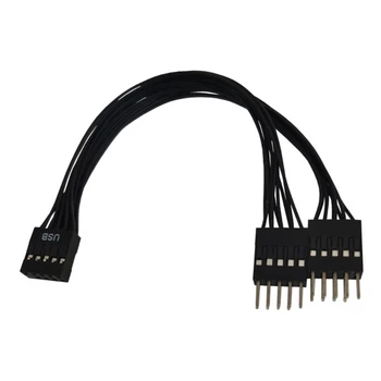 Scut USB 9Pin de sex Feminin pentru a Dual9Pin de sex Masculin Adaptor Cablu de Extensie de Transfer Rapid