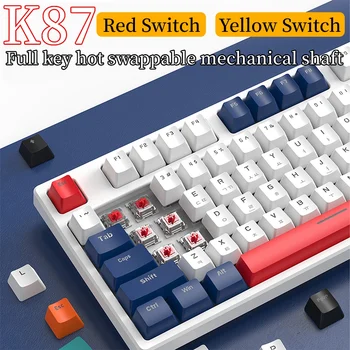 Coreeană K87 Jocuri Tastatură Mecanică 87 de Taste Hot Swap Rosu Galben Axa RGB lumina de Fundal Gamer Tastatura USB Port pentru Calculator Laptop