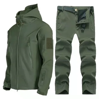 Iarna Tactice Soft Shell Drumeții Jachete+Pantaloni Barbati Militare Impermeabile Haine Groase Costum Treninguri Set De Vânătoare Termică Sacou