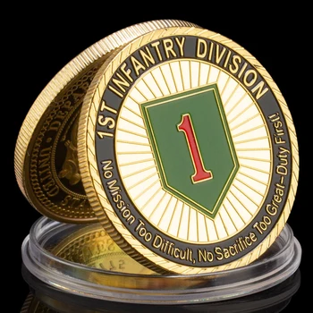 Statele unite ale Americii 1 Infanterie Divizia Monedă Comemorativă Departamentul de Armata de Suveniruri Placat cu Aur-Moneda