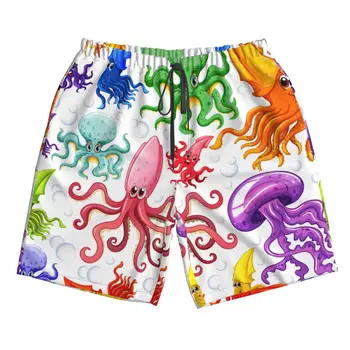 Costum de baie Om de Vară 2023 Pantaloni Barbati sport pe plaja Colorate Squid Octopus