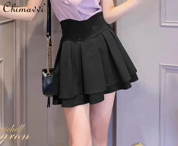 Stil japonez de Vară Lolita Fusta Scurta Fata Dulce Talie Inalta Fusta Neagra Faldas Mujer Mini Drăguț a-line Fusta pentru Femei