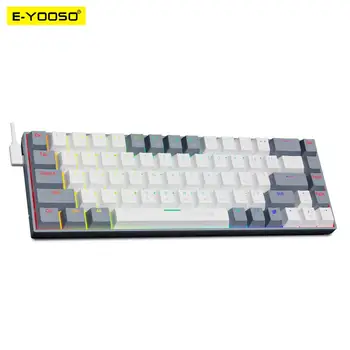 E-YOOSO Z686 RGB USB 60% Mini slim Mecanice Gaming Tastatura cu Fir Roșu Comutator 68 Chei Gamer pentru a Calcula PC Laptop