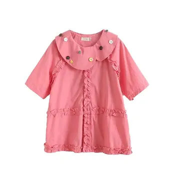 Vară Nouă Femei pe Scurt cu Mâneci lungi din Bumbac Tricou Original Nișă Design Elegant Feminin Roz Dulce Drăguț Bluza