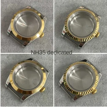 39mm Ceas de Argint Cazul Bezel Aur Safir Glassfor NH35/ NH36/ 4R Mișcare Accesorii Ceas pentru Barbati Femei