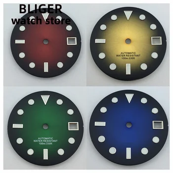 29MM încheietura mîinii ceas cu cadran glow-in-the-întuneric, cu NH35 circulație cu 3 o 'clock coroana 3