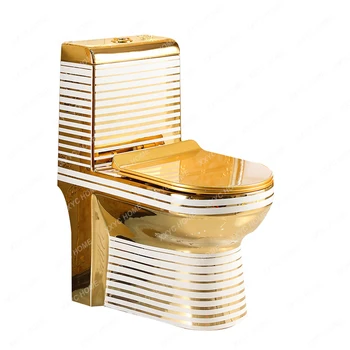 De Uz Casnic Culoare Mut De Toaletă De Aur Dintr-O Bucata Dulap Ultra-Înaltă Sifon De Ceramică În Stil European, Toaletă