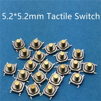 50pcs/lot 5.2*5.2 mm 4Pin SMT Metal Tactil Buton Switchs Micro Mini Tact 1,5 mm 3.5 mm, 4.3 mm Înălțime Pe Vânzări