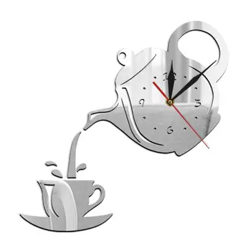 DIY Ceainic Forma de Ceas de Perete Acril Oglindă Ceas Bucătărie Modernă, Home Decor Autocolant Perete Gol Ceas Digital, ceas de ceas acasă