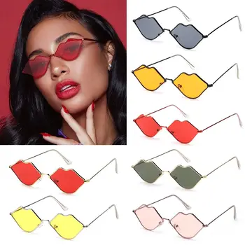 Bărbați și Femei de Metal Fierbinte Sexy Cadru Mic pentru Femei ochelari de Soare Buzele Forma de ochelari de Soare ochelari de Soare