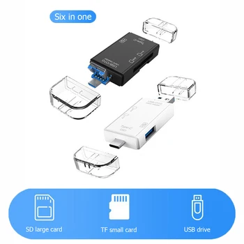 SD Card Reader USB C Cititor de Carduri 6 În 1 USB 3.0 TF/Mirco SD Inteligent Cititor de Carduri de Memorie de Tip C OTG Flash Drive Cardreader Adaptor