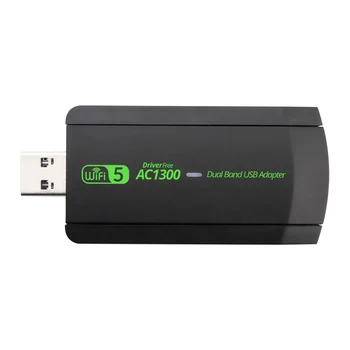 1300Mbps AC USB Adapter Dual Band Wireless-Receptor 2.4 GHz/cu 400mbps placa de Retea Wifi 5.8 GHz--866Mpbs pentru Desktop Laptop Win11/10