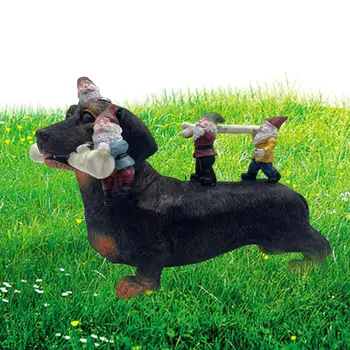 Teckel Pitic Pitic Statui Decor Câine Mănâncă Oase Statui Rășină Gnome În Aer Liber Curte De Artă Figurine Decoratiuni Teckel Pitic