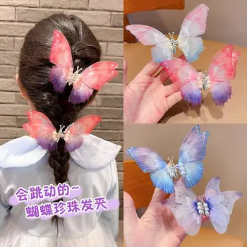 Moda Plasă Albastru Fluture Părul Clip Agrafă de Crab pentru Arcuri de Par pentru Fete Accsesories Stargirl Frunze de Ac de păr Stil coreean Mult