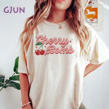 Femei Bumbac T-shirt de Moda Cherry ApricotomApricotGraphic Camasi de Vara Maneca Scurta Femei Tee Topuri Femei Tricou Haine