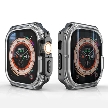 Transparente PC+TPU caz pentru Apple Watch ultra 49mm caz Silicon Capacul Protector Bara iWatch seria 8 SE 7 6 45mm 41mm 44 40