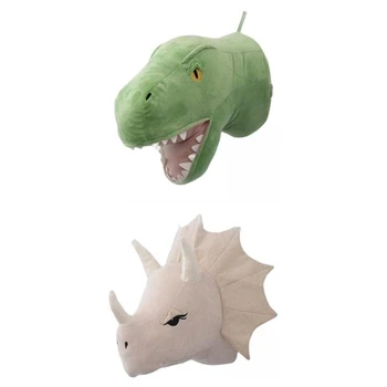 2 Bucati Cap de Dinozaur Perete Ornamente 3D Pepinieră Drăguț Camera de zi Copil