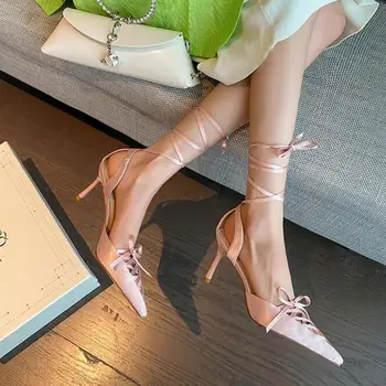 Noua Trupa Femei Sandale De Moda A Subliniat Toe Cruce Strpa Gladiator Pantofi 2023 Vara Toc Subțire De Mare Rochie De Pompe De Pantofi