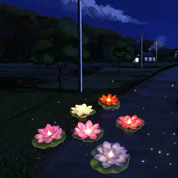 6 Buc LED-uri Plutitoare Lotus Lampa Piscină Realist Waterproof, Grădină, Piscină Lampa