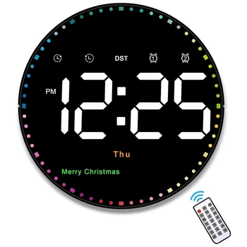Digital Ceas de Perete Mare Cu Telecomanda, 10Inch Colorate Dinamic Ceas cu Display Mare, Cu Data Ora Temp Săptămână