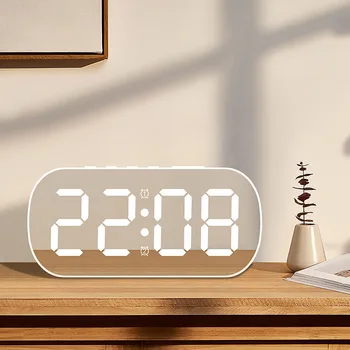 Led Ceas cu Alarmă Digital 5 Nivele de Luminozitate Reglabil Oglinda Masa de Birou Dormitor Ceas Decor Acasă Cadouri pentru Elevii de Copii