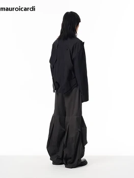 Mauroicardi Toamna Rece Vrac Casual Cutat Largi Picior Pantaloni Largi pentru Barbati Designer de Lux de Streetwear Etaj Lungime Pantaloni 2023