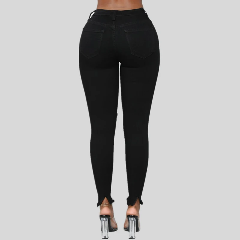 Alb Rupt Blugi Skinny 2023 Vară De Moda Pentru Femei Slim Talie Mare Stretch Blugi Femei Sexy Genunchi Găuri Distrus Pantaloni Din Denim