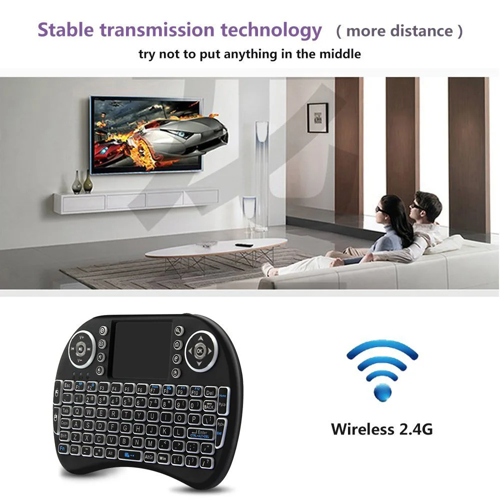 Backlit Mini Tastatura Wireless spaniolă franceză Azerty rusă, portugheză Brazilia Limba Mouse-ul de Aer Cu Touchpad N RGB PC, TV Box