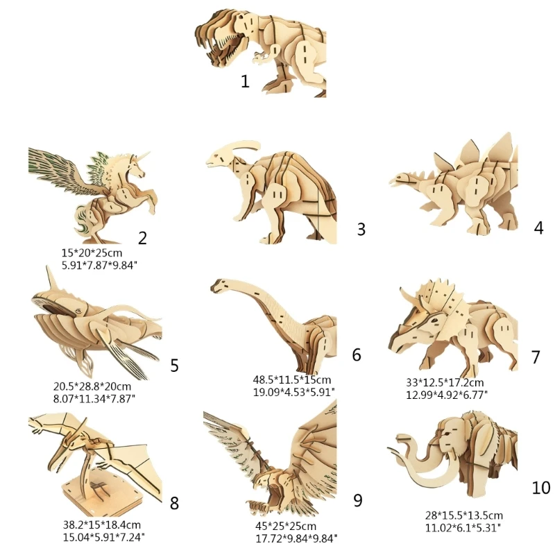 DIY Model de Jucarie 3D din Lemn, Puzzle, Puzzle-uri Dinozauri Pentru copii Diy Dinozaur de Asamblare