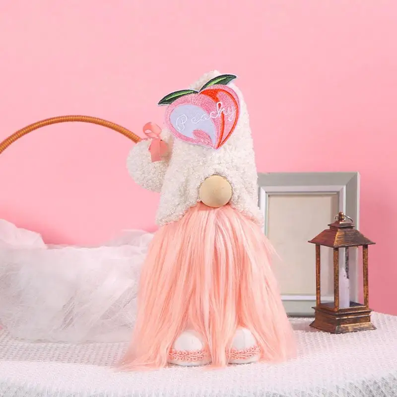 Elegant Papusa De Plus Roz Fără Chip De Păpușă Piersic Tema De A Crea O Atmosferă De Pluș Drăguț Pitic Toy Shop Fereastra Gnome Ornament