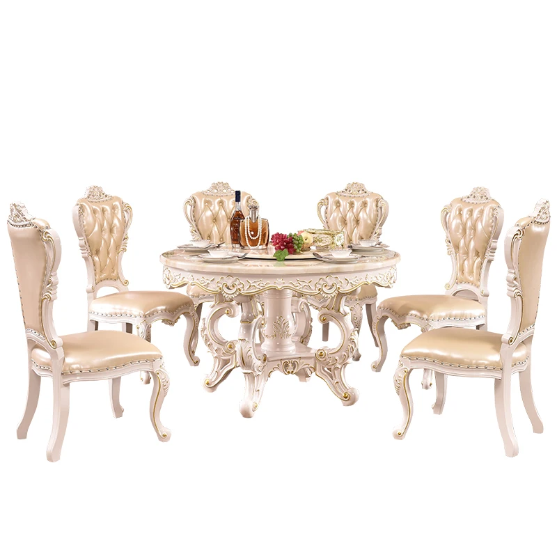 Europene marmură masă și scaun combinație rotunda din lemn masiv cu platan masa simpla franceză masă mică