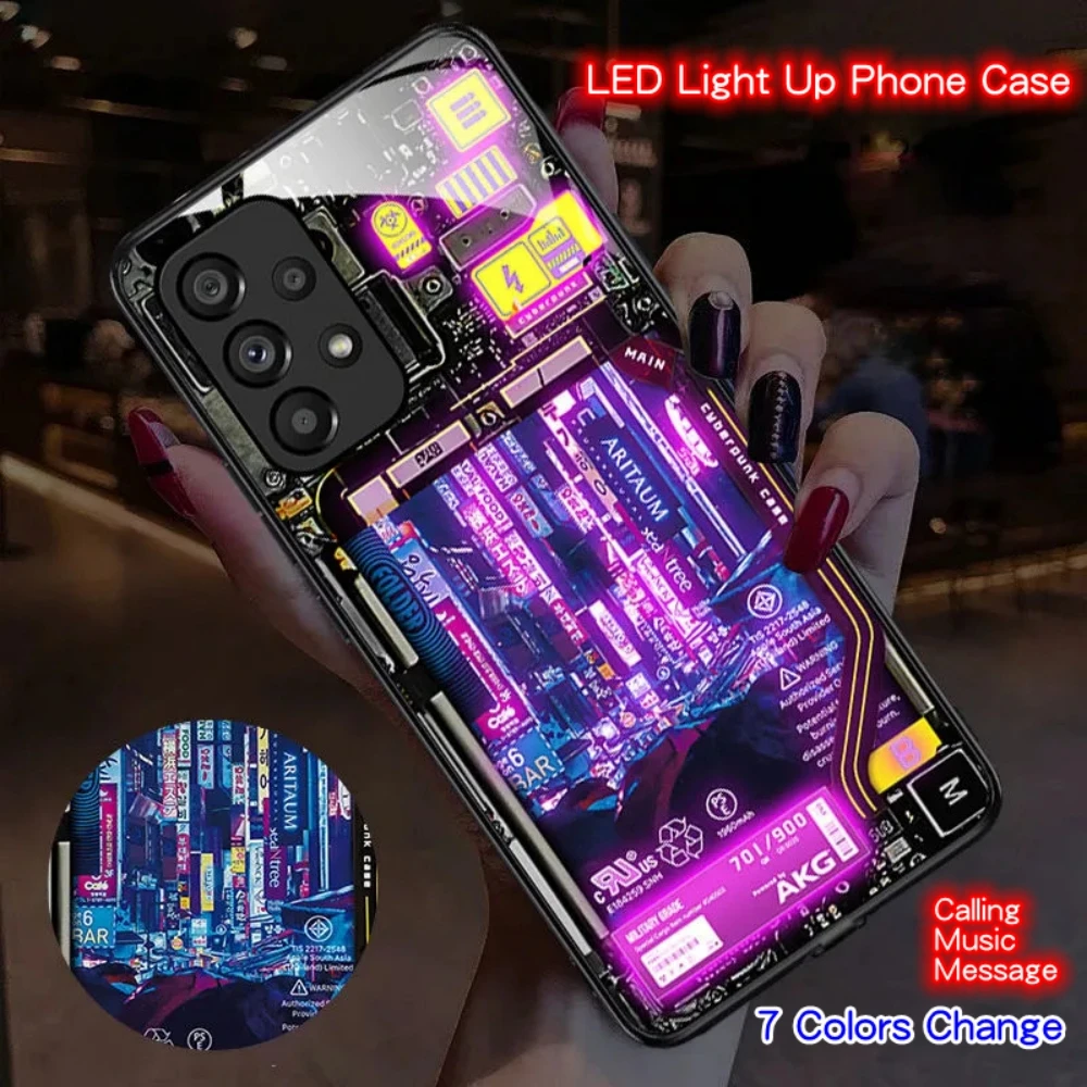 Muzică de sunet de Control Apel Flash LED-uri de Iluminat Caz de Telefon Pentru Samsung S23 S22 S21 S20 Plus FE Ultra Nota 10, 20 A53 A54 A14 A52 A32