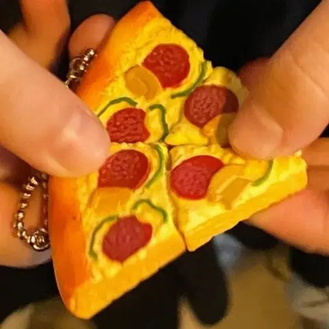 Periat Pizza Cheie Lanț Imitație Amuzant Jucărie Real Sac De Școală Pandantiv Cadou Breloc Jucărie