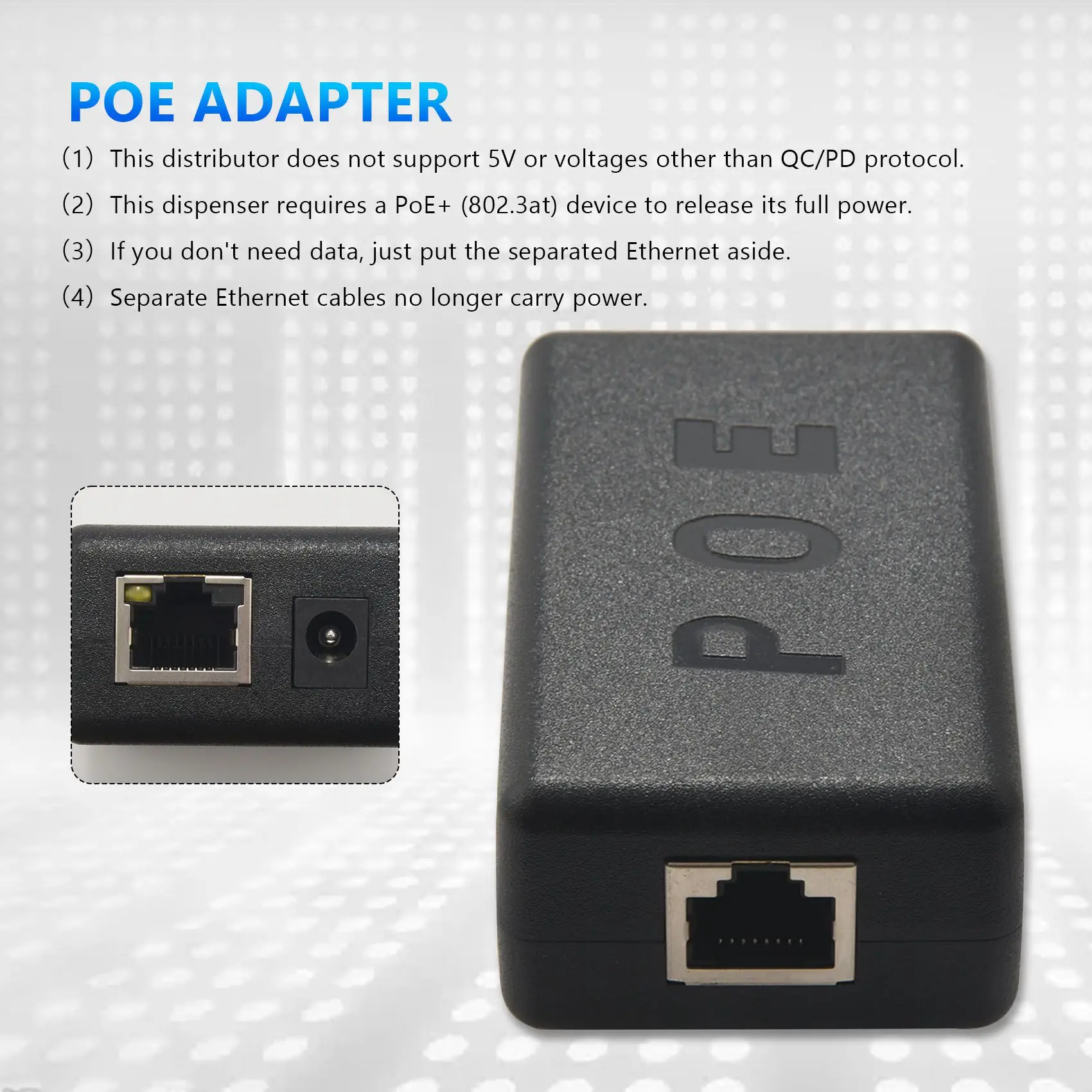 PoE Splitter 5V 4A pentru Jetson Nano, pentru Raspberry Pi 4 și Mai Activi PoE+ pentru Teava Jack sau Gigabit PoE Splitter
