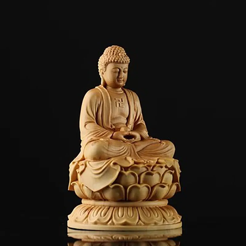 Sculptură în lemn de chiparos așezat statuia lui Buddha Buddha mobilier acasă sculptură în lemn artizanat automobile lui Buddha statuie