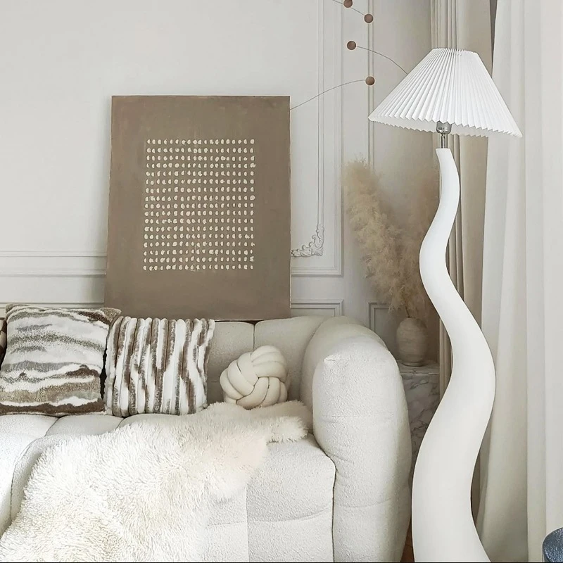 ULANI Nordic Crema Lampa de Podea Stil Stil francez Camera de zi Dormitor Creative Curbe Decorative Atmosfera