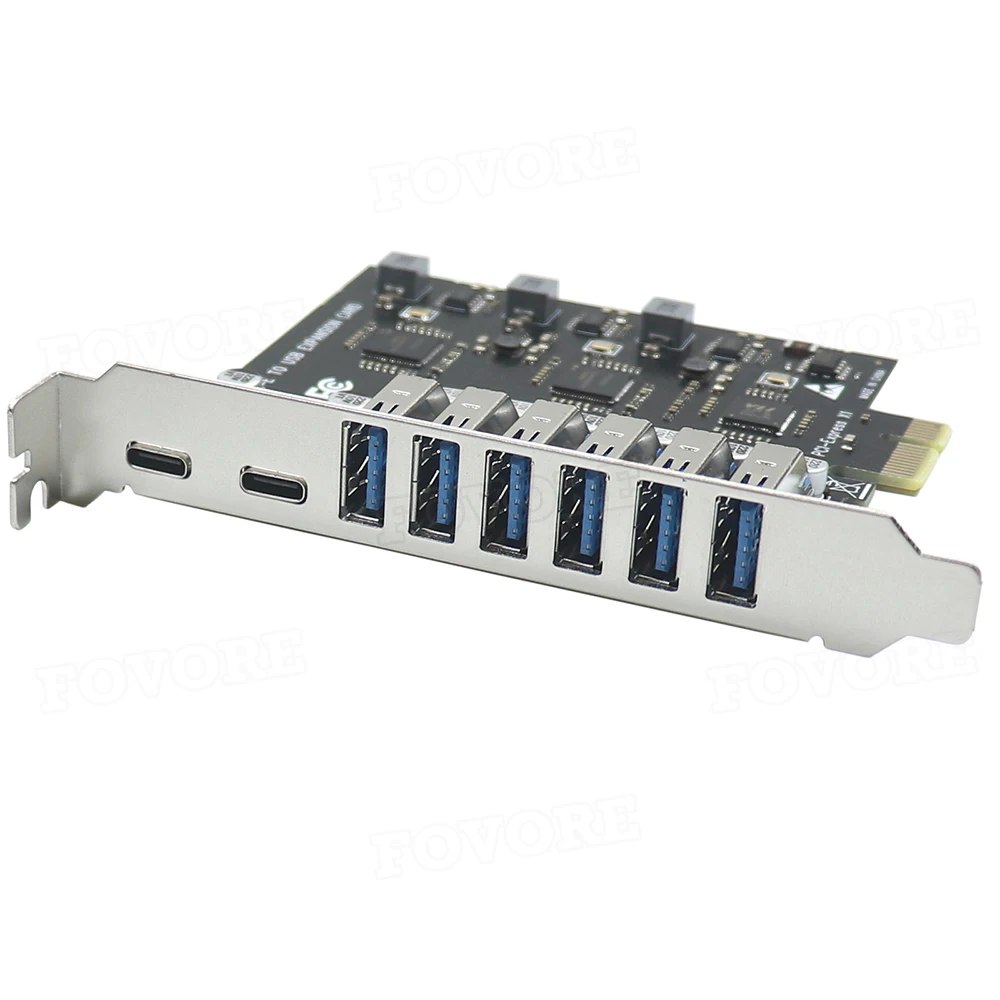 USB 3.2 PCIe card PCIe X1 USB 3.2 Gen1 Card de Expansiune 6 USB-a si 2 USB-C Porturi pentru Conectivitate Îmbunătățită