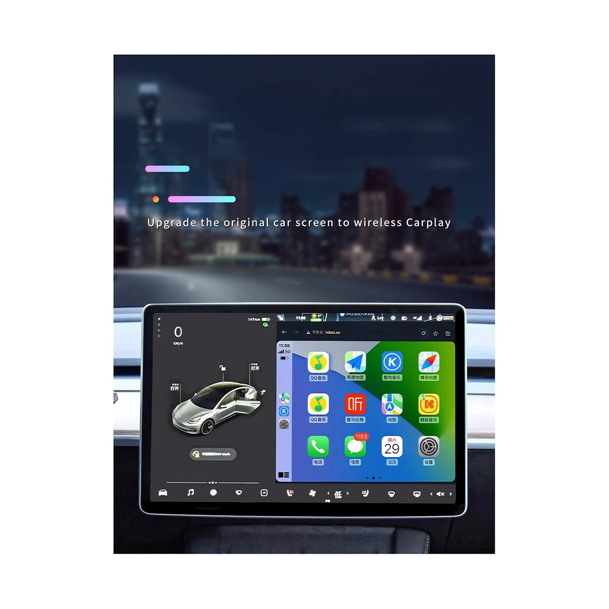 Wireless CarPlay Adaptor pentru Tesla Model 3 Model Y S X 2017-2023 Ai Box Dongle-ul Apple BT Conexiune Wifi Spotify(A)
